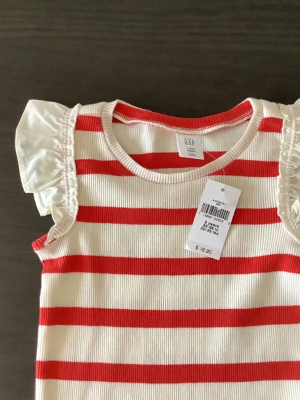 New Girls Old Navy Outfit Black Shorts & Baby Gap Red Striped Top Size 2 Piece